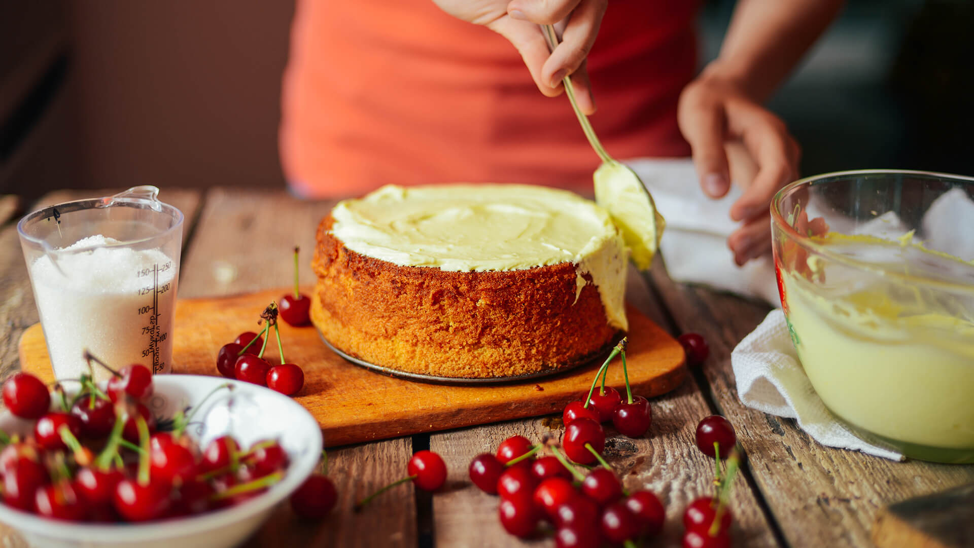 Baking a cake for party